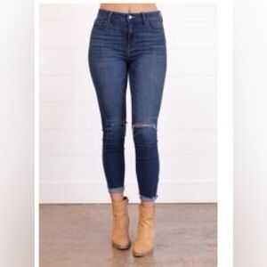 Glamour Farms High Rise Skinny Women’s Jeans Size 14 Plus Distressed Knees NWOT